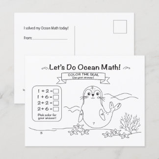 Zeehond Oceaan Wiskunde Kleurkaart Briefkaart