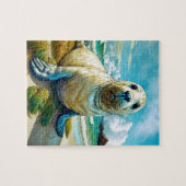 Zeehond op het strand legpuzzel (Horizontaal)