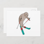 Zeehond Skier Ski Briefkaart (Voorkant / Achterkant)