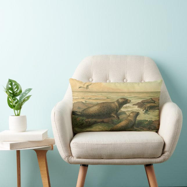 Zeehonden, Oude Aquatische Dieren Marien Leven Kussen (Stoel)