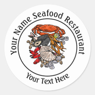 Zeehondenkrabben Restaurant Logo, Aangepast 3" Ronde Sticker