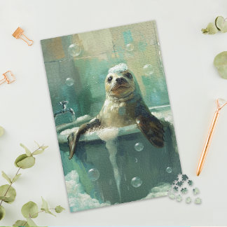 Zeehondje in bubbelbad legpuzzel