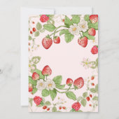 Zeeïg zoete aardbeien bloemig roze babyshower kaart (Achterkant)