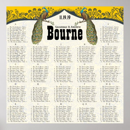 Zeekaart van de marine en mosterd Peacock Love Bir Poster (Voorkant)