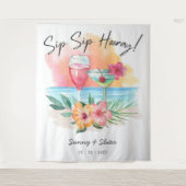 Zeekant nippen | Tropische strandcocktails bruilof Wandkleed (Voorkant)