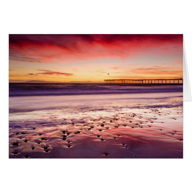 Zeekap en pier bij zonsondergang, CA (Voorkant Horizontaal)