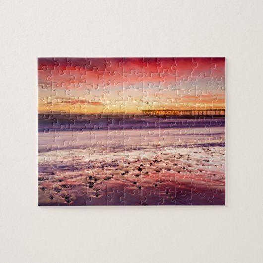 Zeekap en pier bij zonsondergang, CA Legpuzzel (Horizontaal)