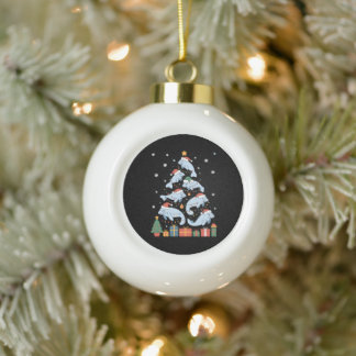 Zeekoe Kerstboom Kerstman Hoed Zee Koe Vakantie Keramische Bal Ornament