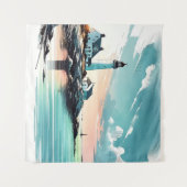 Zeekust aan de rand van Beacon Wandkleed (Voorkant (horizontaal))