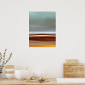 Zeekust Beach Sky Landschap Blue Brown Grey Poster (Keuken)