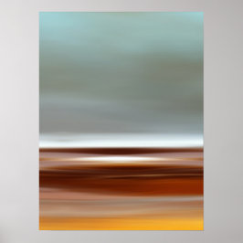 Zeekust Beach Sky Landschap Blue Brown Grey Poster