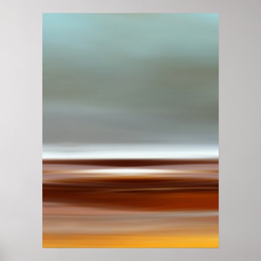 Zeekust Beach Sky Landschap Blue Brown Grey Poster (Voorkant)