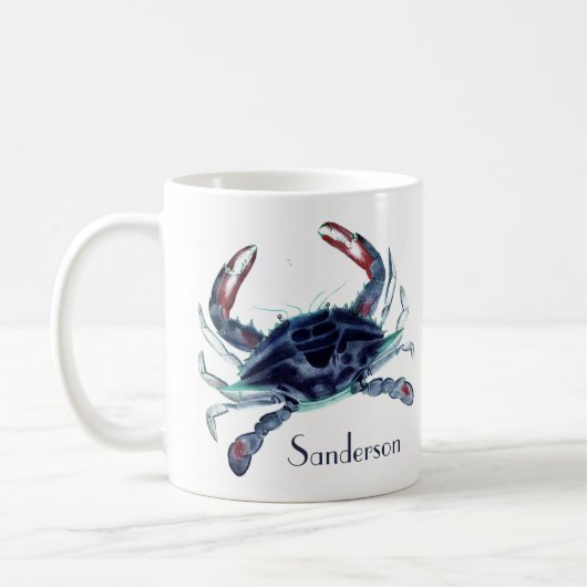 Zeekust van de zee-blauwe krab koffiemok (Links)