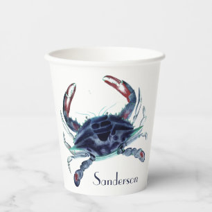 Zeekust van de zee-blauwe krab papieren bekers