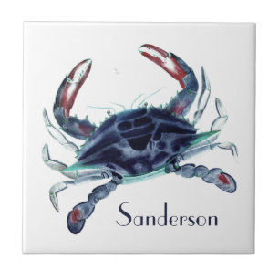 Zeekust van de zee-blauwe krab tegeltje