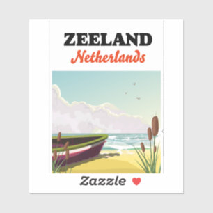 Zeeland Nederland strand reisposter Sticker