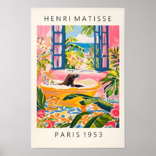 Zeeleeuw in badkuip Grappige Poster, Matisse Kunst Poster