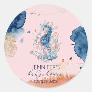 zeeleven Seahorse Baby shower Bedankt Favor Ronde Sticker