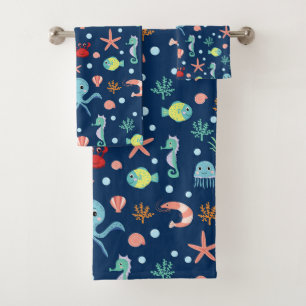 Zeelevenpatroon met een Cute uitstraling Bad Handdoek