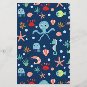 Zeelevenpatroon met een Cute uitstraling Briefpapier