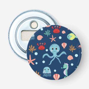 Zeelevenpatroon met een Cute uitstraling Button Flesopener