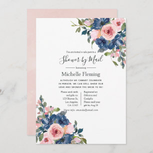 Zeemacht & Blush Floral Bridal of Baby shower per  Kaart