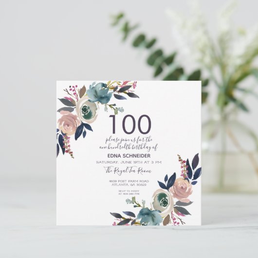 Zeemacht en bloemen | 100e verjaardag kaart (Staand voorkant)