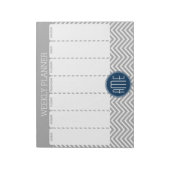 Zeemacht en grijze Chevron Pattern Weekly Planner Notitieblok (Gedraaid)