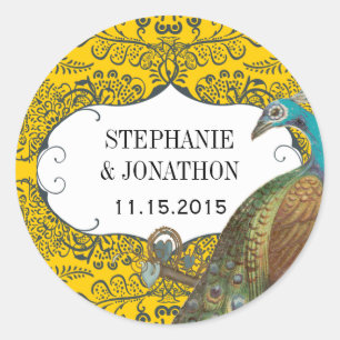 Zeemacht en mosterd Vogel-bruiloft Ronde Sticker