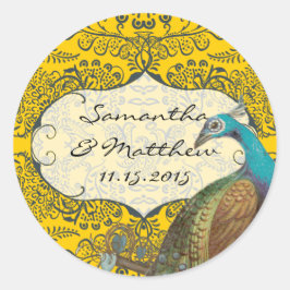 Zeemacht en mosterd Vogel-bruiloft Ronde Sticker