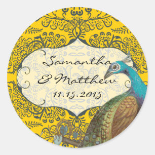 Zeemacht en mosterd Vogel-bruiloft Ronde Sticker