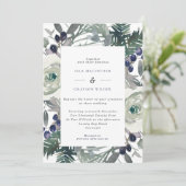 Zeemacht en witte bloemen en winterweddenschappen kaart (Staand voorkant)