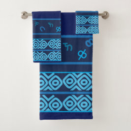 Zeemacht met Bleek Turquoise Ethiopian Pattern Bat Bad Handdoek