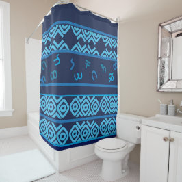 Zeemacht met Bleke Turquoise Ethiopian Pattern Sho Douchegordijn