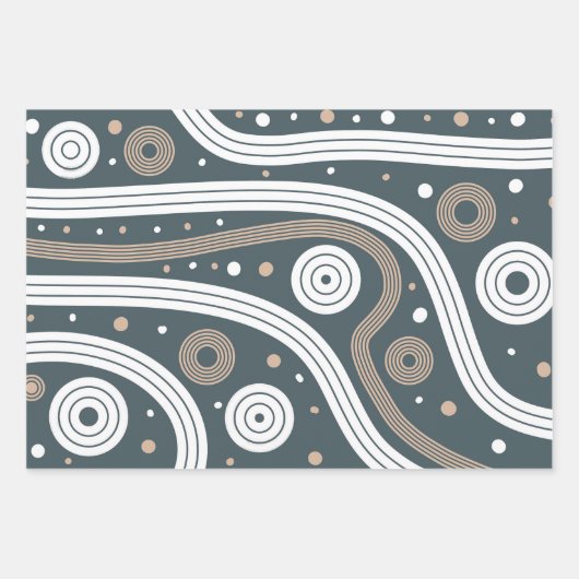 Zeemacht uit de middeleeuwen Blauwe Geometrische B Inpakpapier Vel (Voorkant 2)