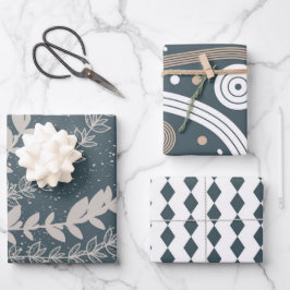 Zeemacht uit de middeleeuwen Blauwe Geometrische B Inpakpapier Vel