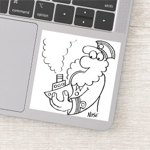 Zeeman rookt een scheepsvormige pijp. grappig sticker