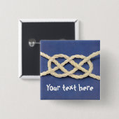 Zeemannen Knot - Carrick Bend Vierkante Button 5,1 Cm (Voorkant /achterkant)