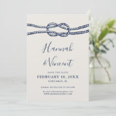 Zeemans knoop Save the Date kaart (Staand voorkant)