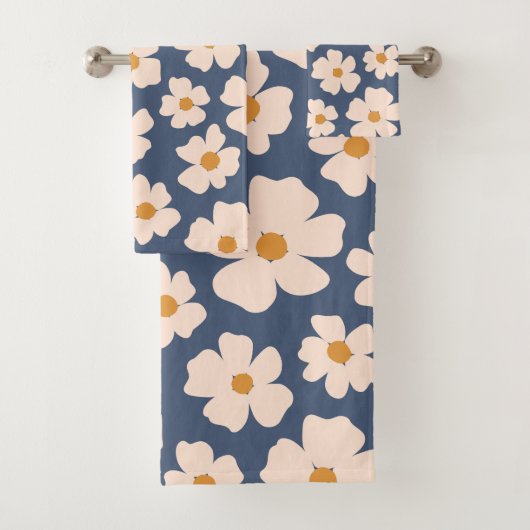 Zeemblauw en beige badhanddoekset bad handdoek (Insitu)