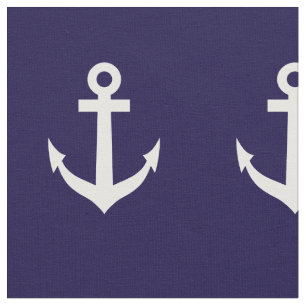 Zeemblauw en witte nautische anker textiel stof