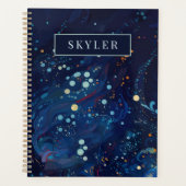 Zeemblauw middernachtzwaluw abstract sterrenstelse planner (Voorkant)