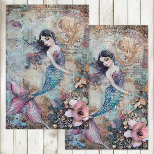ZEEMEERMEISJE GEMENGDE MEDIA DECOUPAGE TISSUEPAPIER