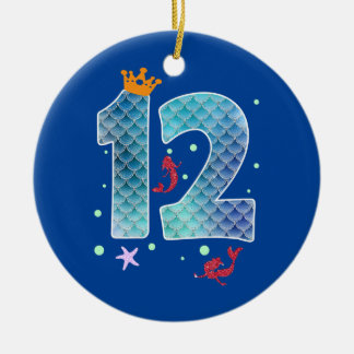 Zeemeermin 12e verjaardag Twaalf jaar oud meisje 1 Keramisch Ornament