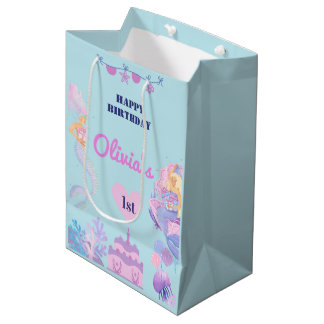 Zeemeermin 1e Verjaardag Onder Zee Gift Bag Medium Cadeauzakje