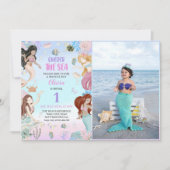 Zeemeermin 1e Verjaardag Oneder Het Zee Feest Kaart (Voorkant)