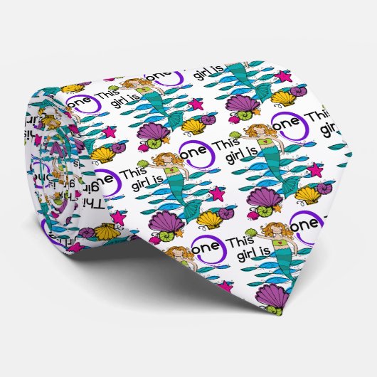 Zeemeermin 1e Verjaardag Tshirts en geschenken Stropdas (Opgerold)