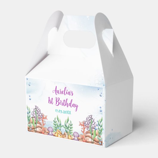 Zeemeermin 1e Verjaardagsfeestje Oneder Het Zee Bedankdoosjes (Voorkant Zijde)