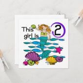 Zeemeermin 2e Verjaardag Tshirts en geschenken Kaart (Voorkant / Achterkant in situ)