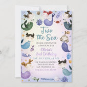 Zeemeermin 2e Verjaardag Twee Het Zee Feest Kaart (Voorkant)